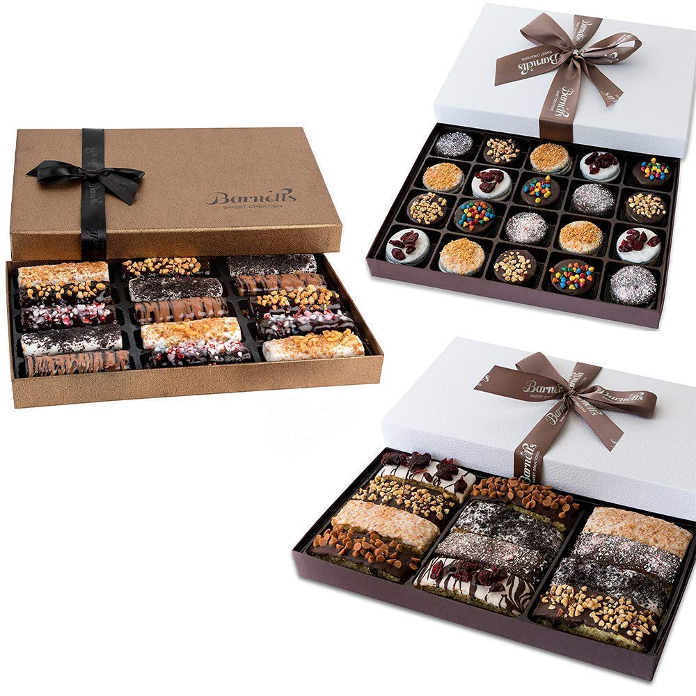 Gourmet Bundle, Elegant Chocolate Covered Biscotti & Sandwich Cookies, Unique Food Gift Ideas